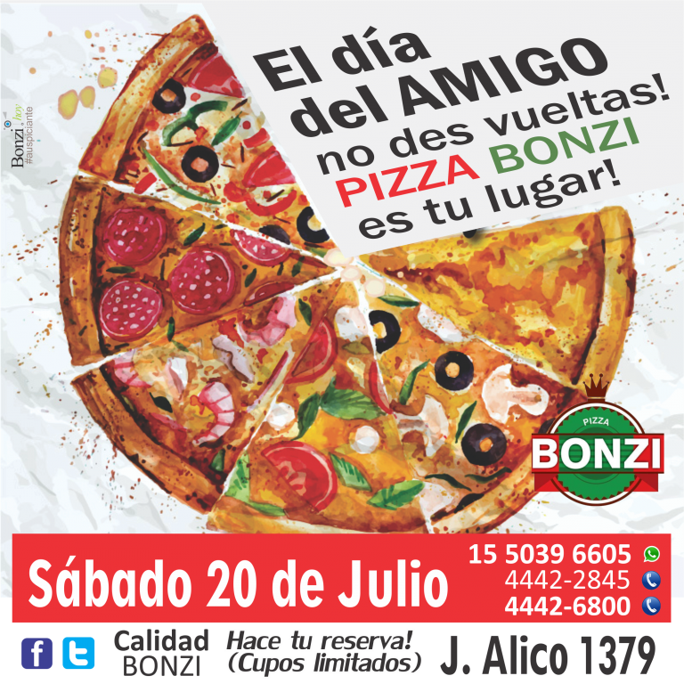 DIA DEL AMIGO: La opción es Pizza Bonzi!
