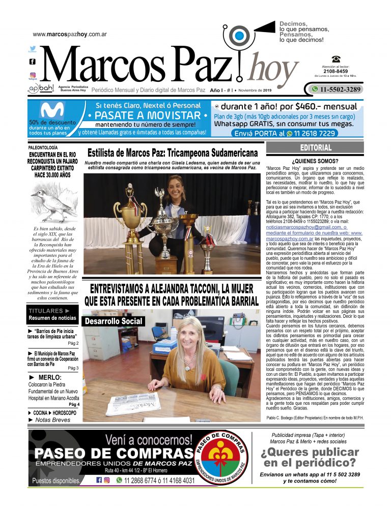 Lanzamos Marcos Paz Hoy impreso ¿Ya lo tenés? ►  Podés leerlo acá online ó pedirlo por whatsapp