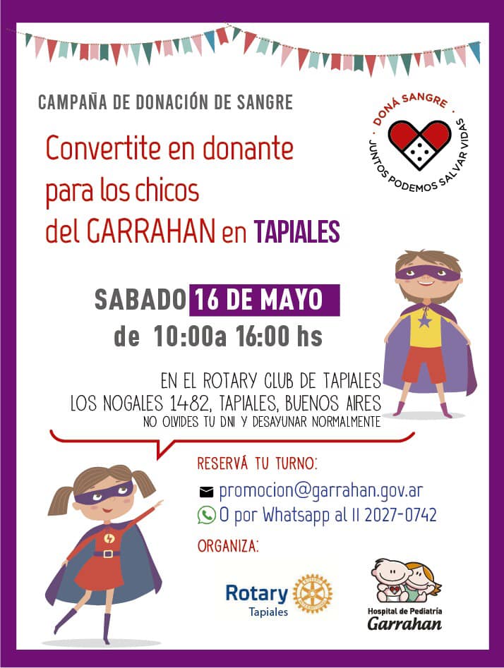 Rotary Tapiales: SEGUNDA CAMPAÑA DE DONACIÓN DE SANGRE