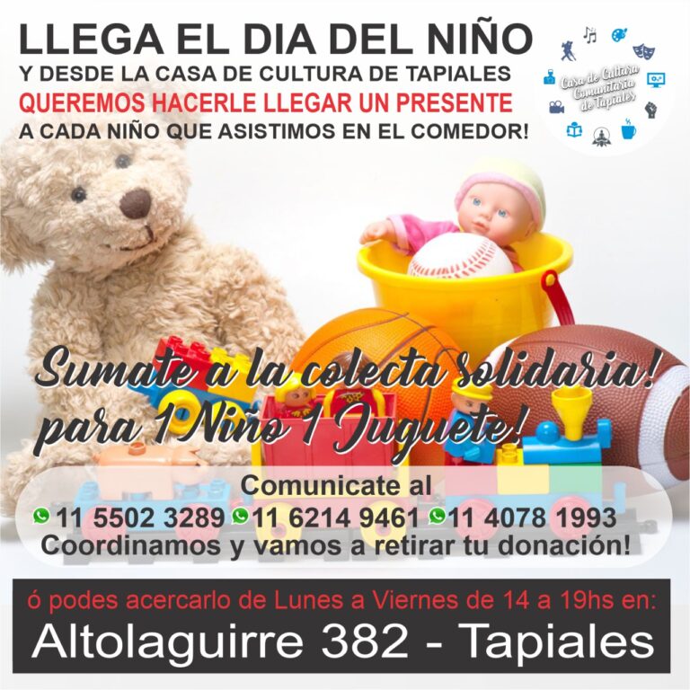 La Casa de Cultura Comunitaria de Tapiales inició la Colecta Solidaria “1 Niño, 1 Juguete”