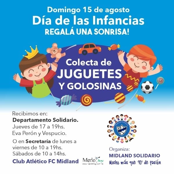 Merlo: El Club Midland organiza una colecta solidaria para el Día del Niño