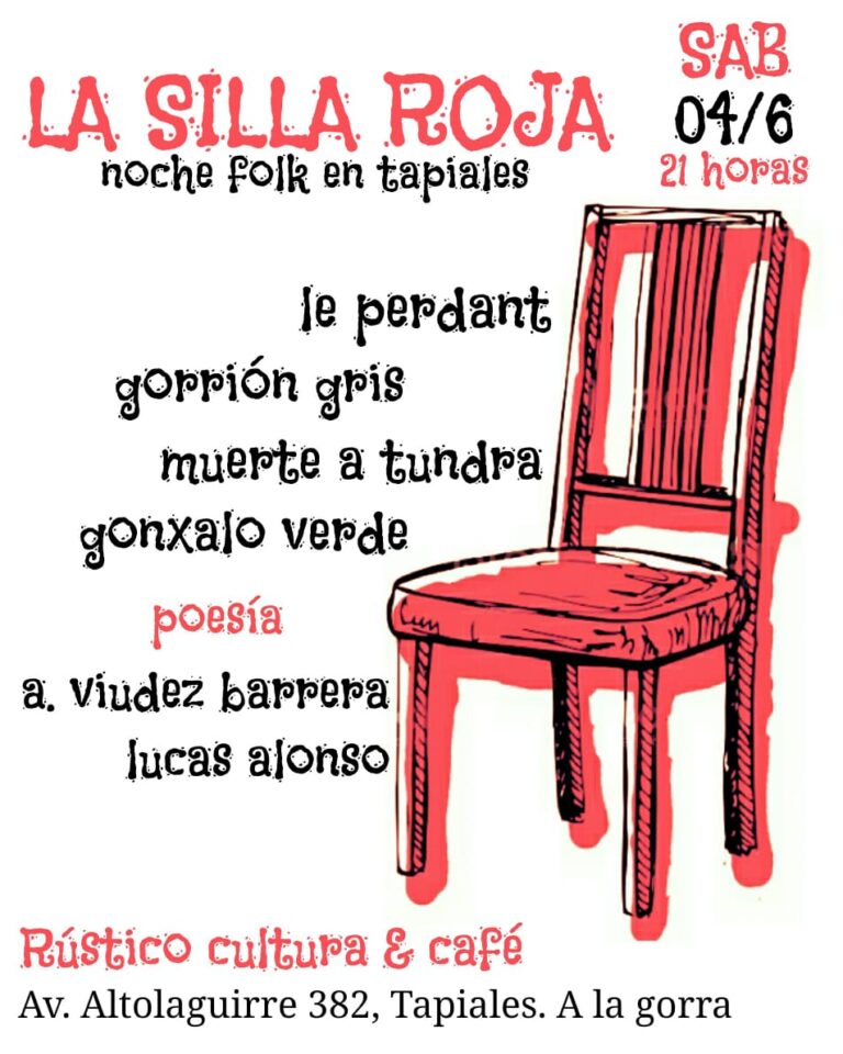 Tapiales: Llega “La Silla Roja” a Rústico Cultura y Café