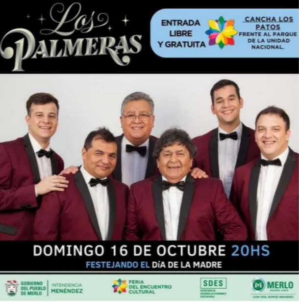 Merlo: Los Palmeras y Banda XXI darán recitales gratuitos en Libertad