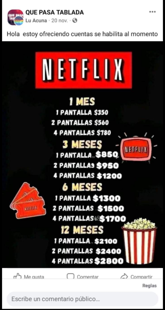 La Tablada: Denuncian ventas fraudulentas de cuentas de Netflix 