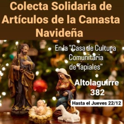 Colecta solidaria para Canastas Navideñas en la Casa de Cultura de Tapiales: Último día para colaborar