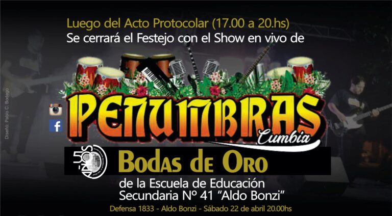 Aldo Bonzi: Penumbras Cumbia cerrará el acto de los 50 años de la Escuela N°41